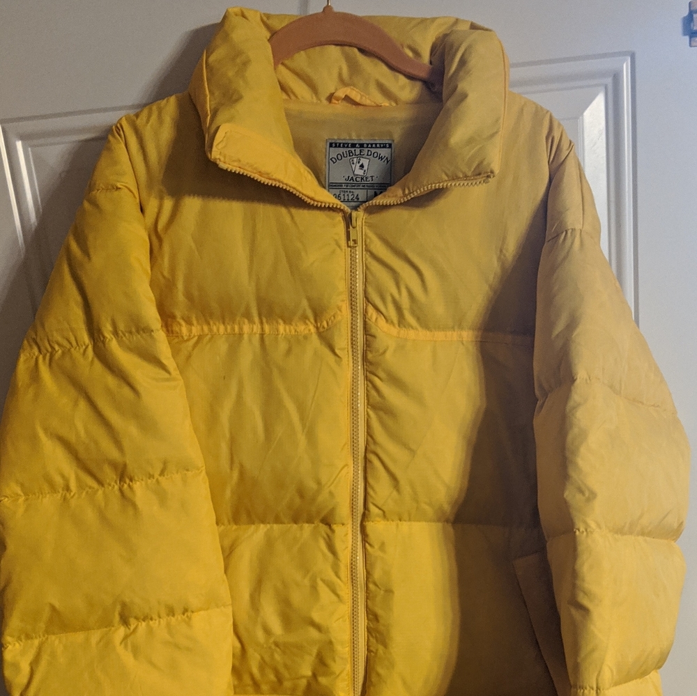 Men's Double Down Yellow Puffer Jacket Warm Med